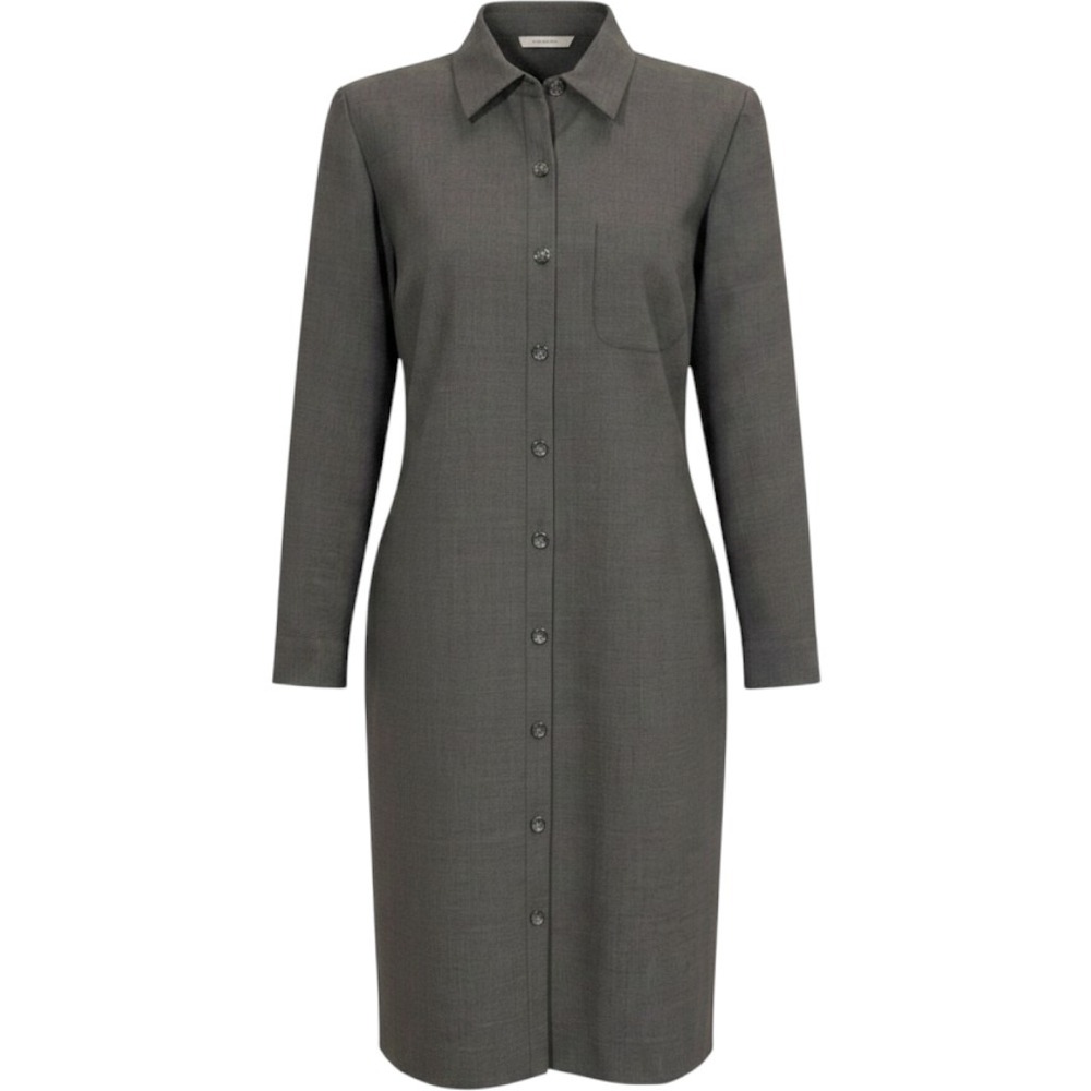 Talbots Shirt Dress Womens 12P Gray Neutral Tailored Minimalist Career Wool